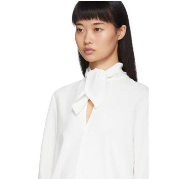 Like new See by Chloe Pussycat Bow White Crepe Vented Blouse Sz US XS / 0-2 - Picture 4 of 13